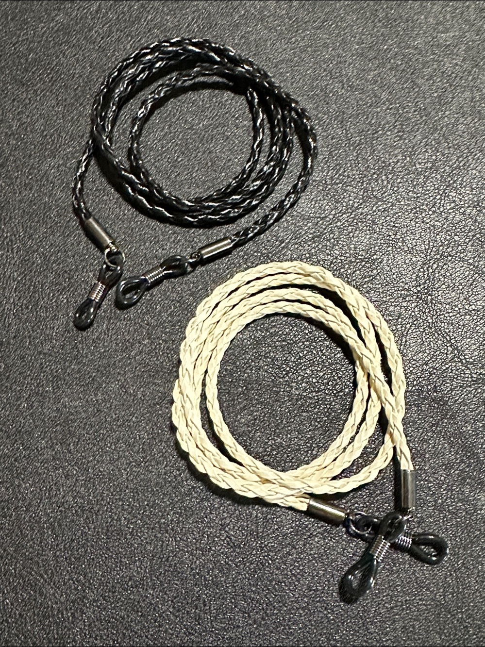 130.  Black & Cream Woven Eye Glass Holder Cords